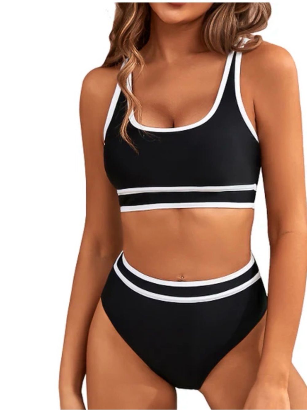 Blooming Jelly Women’s Black & White High-Waist Swim Set